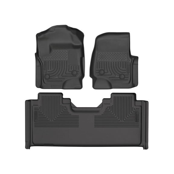 Husky Liners 93651 Weatherbeater Floor Mats Fit 2017-2025 Ford F-250/F-350/F-450 SuperCab w/ Vinyl Flooring Front/2nd Row Liners 3pc Black