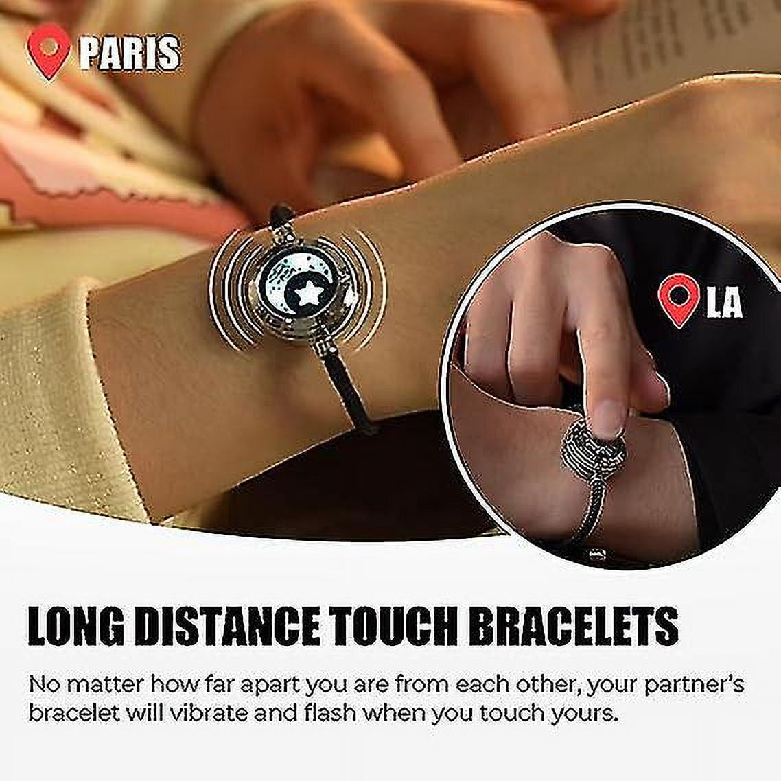 Long Distance Touch Bracelets For Couples Vibration Light Up For Love Couples Bracelets Bluetooth Pairing Jewelry Jp Walmart