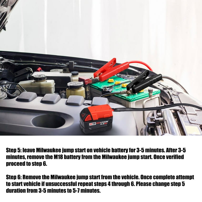 Jumper Start Adapter Jumper Kabel für Milwaukee M18 18V, mit 11AWG Kabel, Jump Starting Adapter Auto Booster Kabel für Jump Starting Auto mit Werkzeugbatterie, Motor unter 3.5 Liters