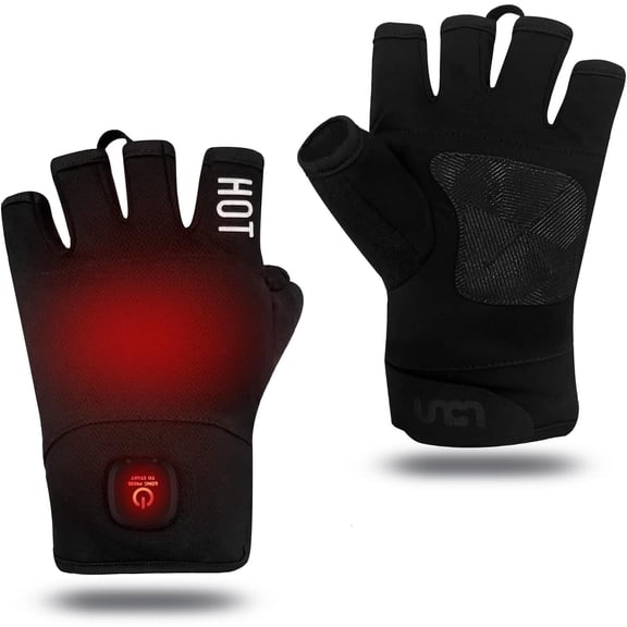 UNCN Heated Touchscreen Fingerless Gloves for Men & Women, Rechargeable Electric Winter Cold Weather