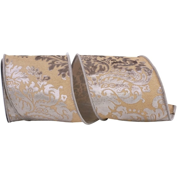 Reliant Ribbon - 93915W-964-10D, Ribbon, Taupe, 4 Inch, 5 Yards