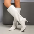 thumbnail image 2 of Taqqpue Women's Boots, Women's Fashionable Casual Mid-Calf Boots Solid Color Pointed Toe On Heel Boots for Women, 2 of 9