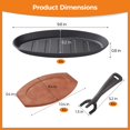 thumbnail image 5 of 4 Sets Cast Iron Skillet with Wooden Tray, Fajita Skillet with Removable Handle, Oval Sizzling Plate for BBQ, Oven, Stove, Serving Dish for Restaurant, Kitchen, Party Use, 5 of 6