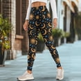 thumbnail image 4 of Renewold Sun Moon Star Gold Blue Leggings for Women with Pockets Buttery Soft Running Pants High Waisted Spandex Graphic Leggings Thick Essential Pants Scrunch Butt Lifting, M, 4 of 8