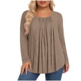 thumbnail image 1 of Hauts pour Femmes Grande Taille, Chemises Décontractées à Manches Longues Coupe Décontractée, Blouses à Col Rond T-Shirt Surdimensionné Confortable, Tenue d'Intérieur Tendance 2026 pour Usage Quotidien, 1 of 6