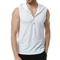 thumbnail image 2 of Mens Tank Top Beach Men Casual Solid Sleeveless Pullover Vest Hooded Button T Shirt Blouse, 2 of 9