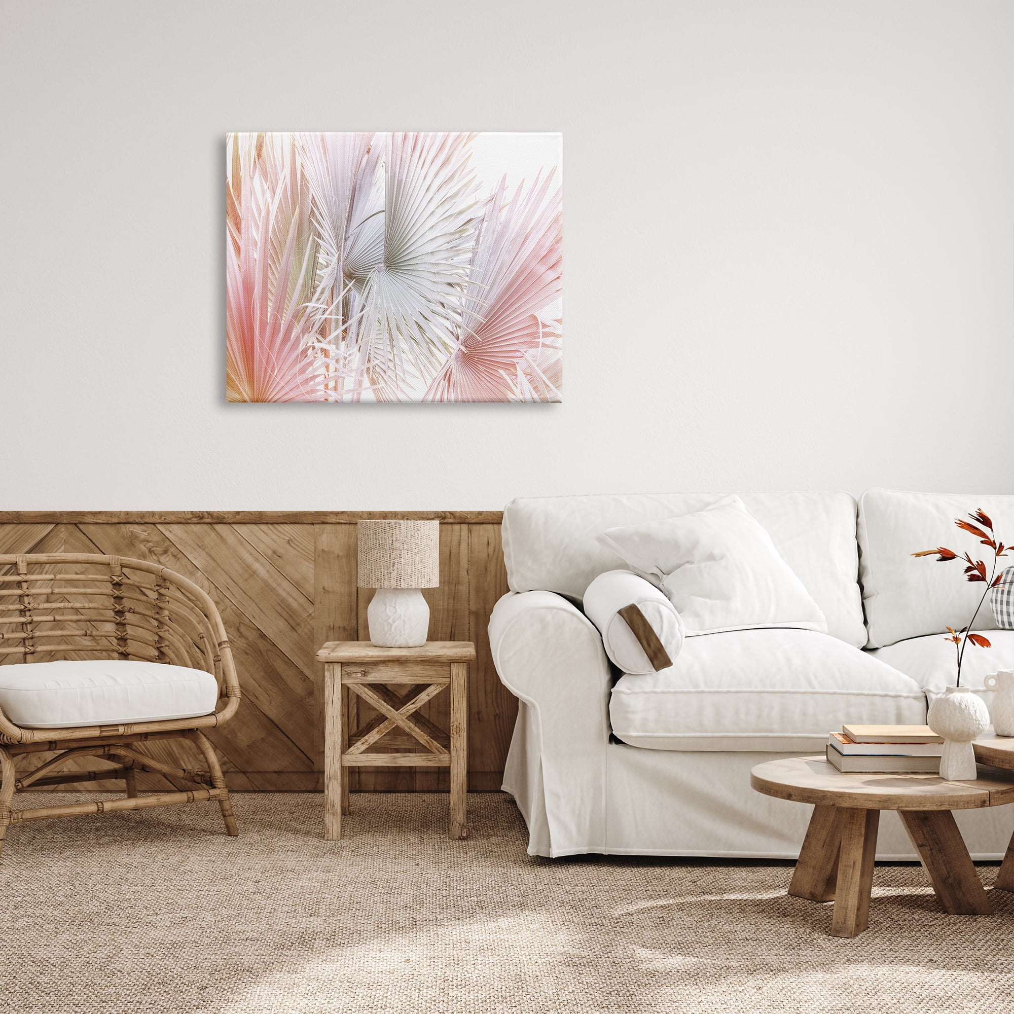 Stupell Industries Pastel Palm Plant Leaves Nature Painting Gallery Wrapped Canvas Print Wall Art, 40 x 30