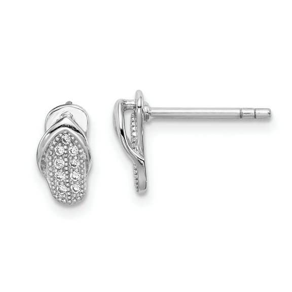 Primal Silver Sterling Silver Rhodium-plated Cubic Zirconia Flipflop Post Earrings