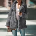 thumbnail image 5 of FNFYFH Women's Winter Fleece Lapel Faux Fur Coats Long Sleeve Solid Color Furry Jackets Warm Plush Open Front Winter Coats with pockets, 5 of 5