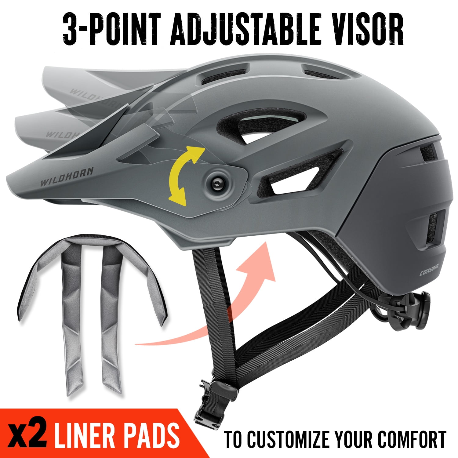Wildhorn Corvair Mountain Bike Helmet, Graphite, LRG-XL