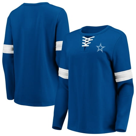 Dallas Cowboys Fanatics Branded Women's Lead Draft Lace-Up Pullover Fleece Sweatshirt - Navy