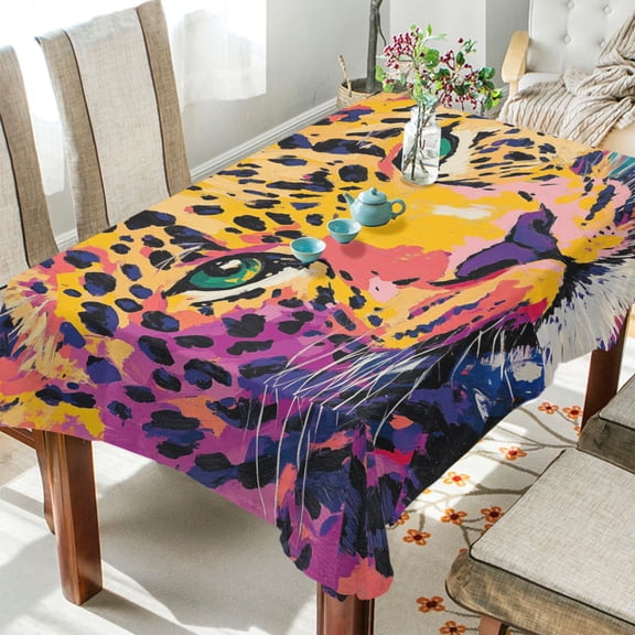 BZSMCE Square Tablecloth Leopard Colorful Print Pattern Tableclothes