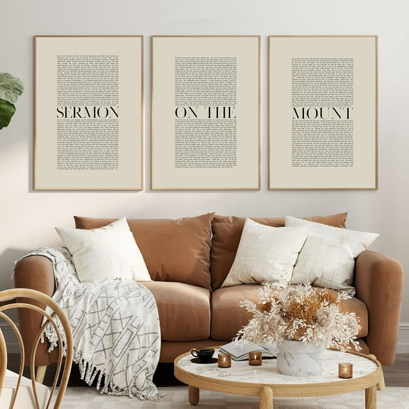 Bible Verse Wall Art Scripture Christian Wall Decor Look at the Birds Religious Canvas Art Prints Boho Posters for Bedroom Jesus Poster Wall Pictures for Living Room Set of 3 (16x24 Inch) Unframed