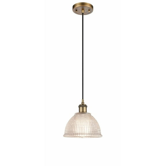 516-1P-BB-G422-LED-Innovations Lighting-Arietta - 8 Inch 3.5W 1 LED Mini Pendant   Brushed Brass Finish with Clear Glass