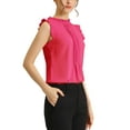 thumbnail image 5 of INSPIRE CHIC Women's Sleeveless Blouse Ruffled Pleated Wear-to-Work Chic Blouse S Hot Pink, 5 of 7