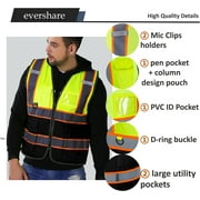 Reflective Vest Class 2 Safety Vests ANSI with 5 Pockets Zipper High Visibility Construction Uniform