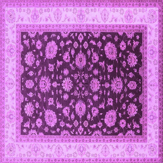 Ahgly Company Indoor Square Oriental Purple Traditional Area Rugs, 7' Square