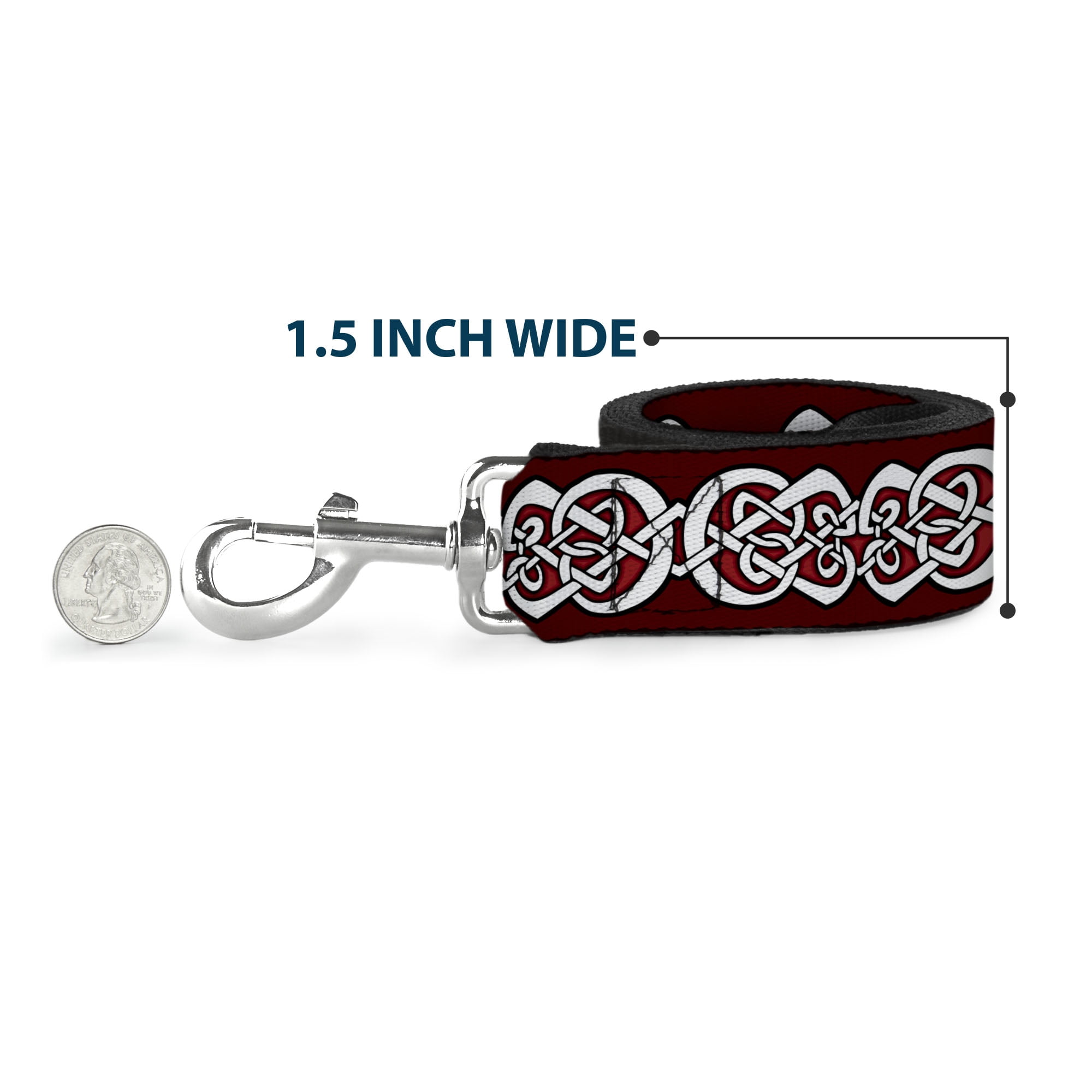 Buckle-Down Pet Leash, Dog Leash, Celtic Knot Reds Black White, 6 Feet Long 1.0 Inch Wide