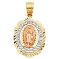 thumbnail image 2 of 14K Tri Color Solid Gold Religious Our Lady of Guadalupe Charm Pendant with 1mm Box Chain Necklace - 24", 2 of 4