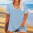 thumbnail image 4 of Levmjia Womens Plus Size T Shirts Casual Short Sleeve V Neck Color Blocked Summer Shirt Polyester Comfortable Loose Fit Fashion Top for Women, 4 of 6