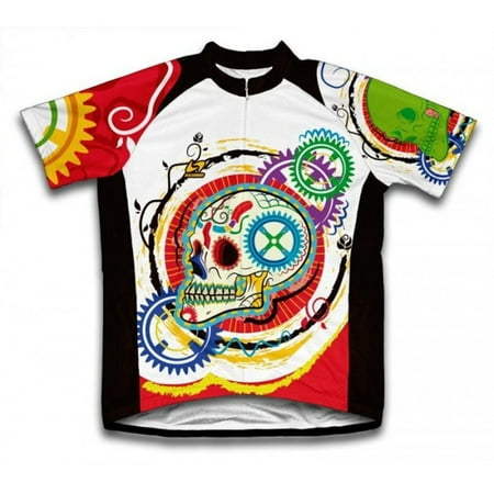 6 Panel Micro Cycling Short - Scudo Men's Microfiber Short Sleeve Cycling Jersey - Elegant Skull - SCU008
