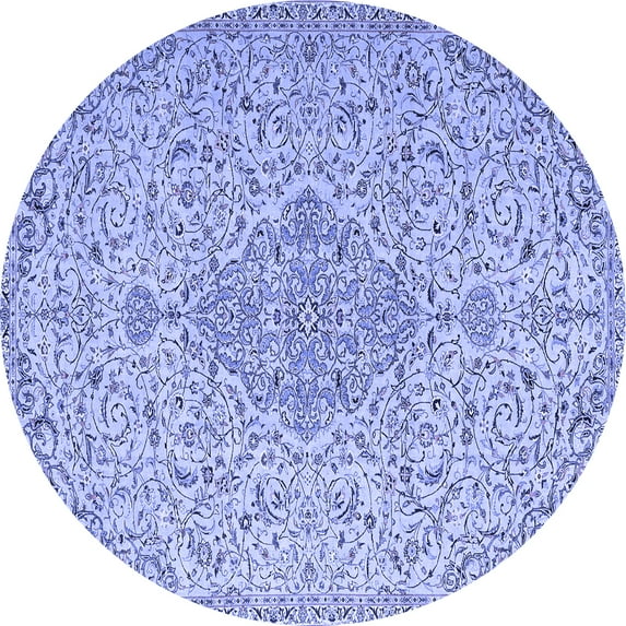 Ahgly Company Machine Washable Indoor Round Persian Blue Traditional Area Rugs, 5' Round