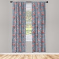 thumbnail image 3 of Ambesonne Floral Curtains, Anchor Striped Backdrop, Pair of 28"x63", White Blue and Red, 3 of 5