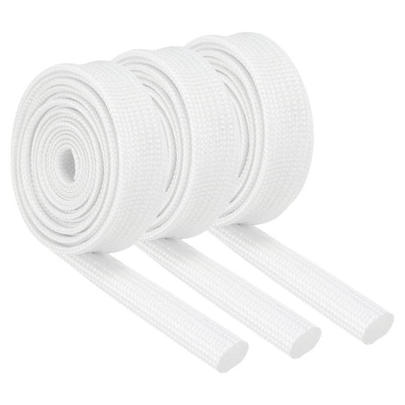 3Pcs Wire Insulation Braid Fire Sleeve,3.28Ft-6mm ID White, High Temp Silicone Coated Fiberglass Sleeving