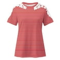 thumbnail image 4 of Blouses pour Femmes, Femmes Imprimé Manches Courtes Col Rond Pull Dentelle Hauts Chemises Blouse, 4 of 4
