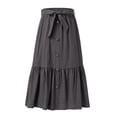 thumbnail image 5 of Yesfashion Girls Casual Button Front Ruffle Hem Elastic High Waist Long Swing Tiered Maxi Skirt, 5 of 8