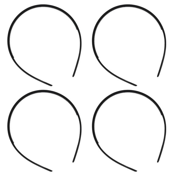 WRISTBIQUE 4-Pack Lightweight Black Plastic Teeth Hair Headbands for Everyday Use and Comfortable Daily Wear