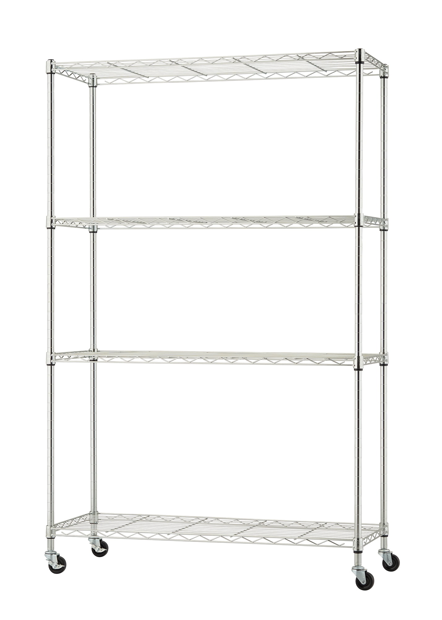 TRINITY BASICS EcoStorage® 4-Tier NSF 36"x14"x54" Wire Shelving Rack w/ Wheels / Chrome