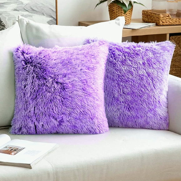 Housses de Coussin Ultra Moelleuses - Coussins Double Face pour Canapé et Chambre - Décoratives Ombrées Violettes - Lot de 2, 18x18 Pouces