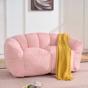 Oversized Floor Sofa for Living Room Bedroom, Bean Bag Chair for Adults, Ultra Soft Fluffy Loveseat Bean Bag Sofa, Cozy Reading Chair with Filler, Pink