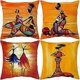 thumbnail image 1 of Pieces Cushion Cover 45 X 45 Cm Ethnic African Women Pillowcase African Culture Cushion Cover For Sofa Home Shop Bar Decoration, 1 of 4
