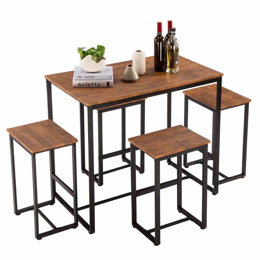 simple eucalyptus pattern 87cm high bar table and chair set of 5 100 x 60  x 87cm  walmart