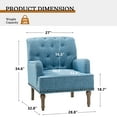 thumbnail image 5 of 14 Karat Home Wooden Armchair Nailhead Trim Carved Legs Comfy Accent Chair Tufted Back Living Room Blue, 5 of 6