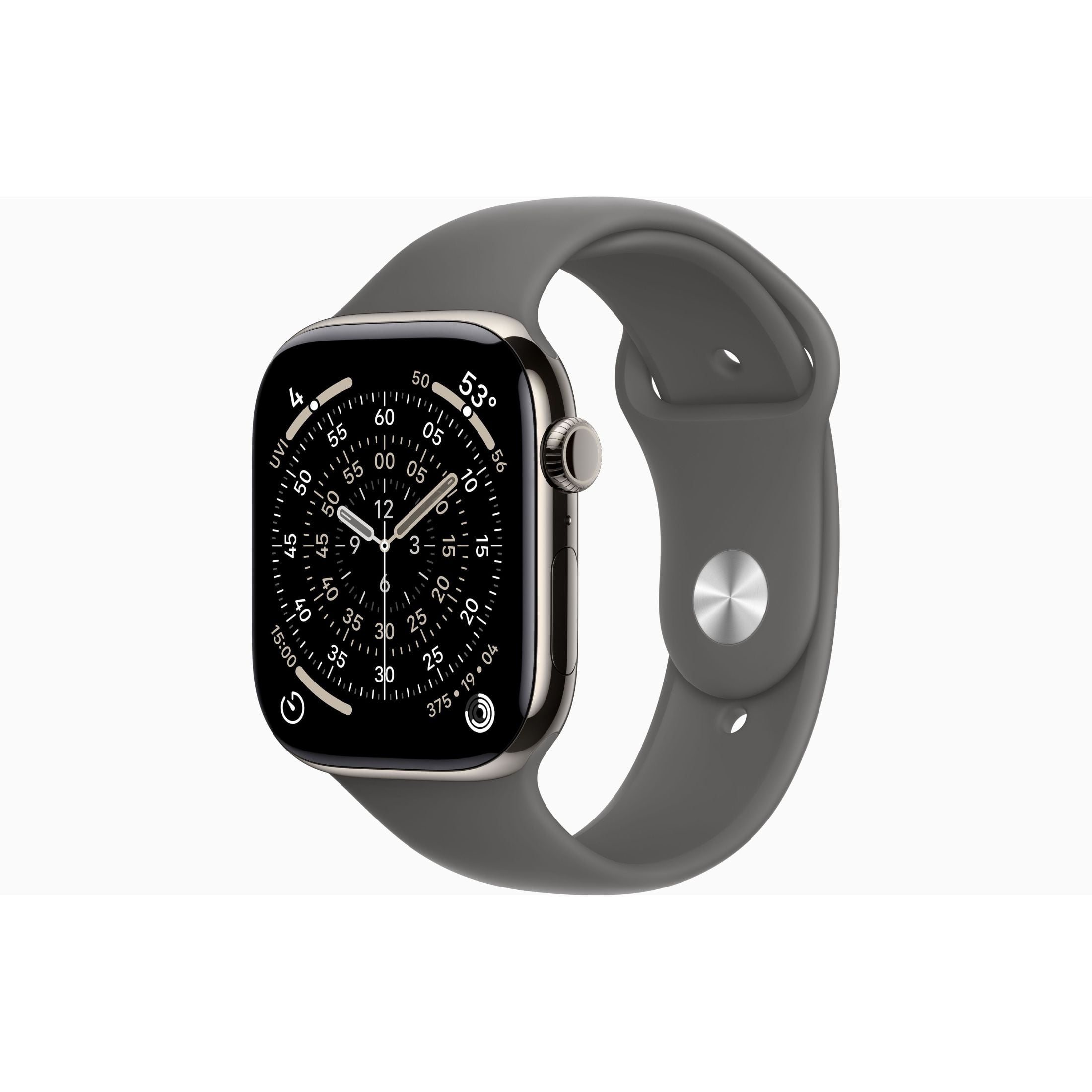 Apple Watch Series 11 GPS + Cellular 46mm Natural Titanium Case with Stone Gray Sport Band