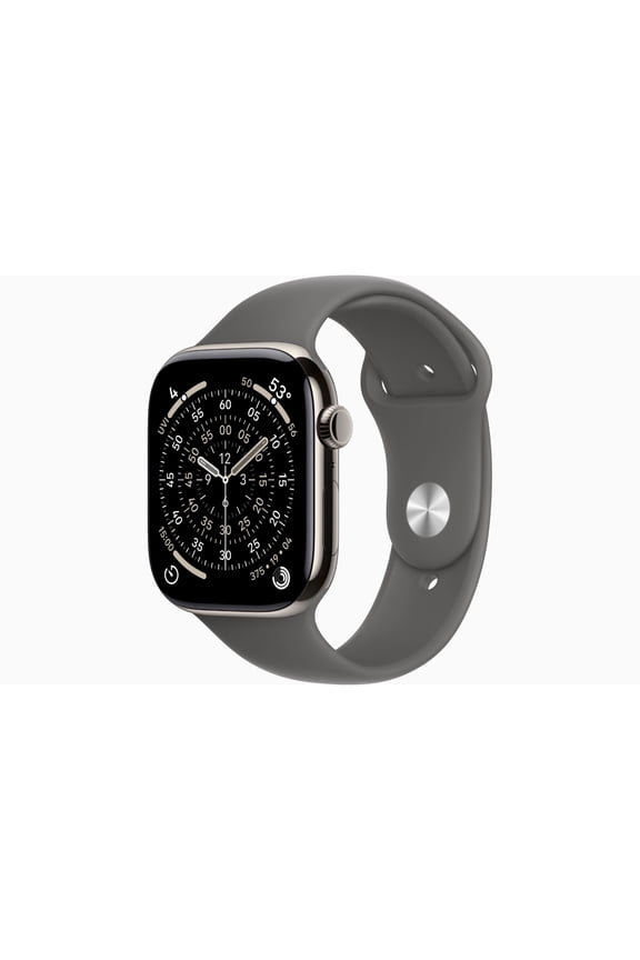 Restored Apple Watch Series 11 GPS + Cellular 42mm Natural Titanium Case with Stone Gray Sport Band (Refurbished)