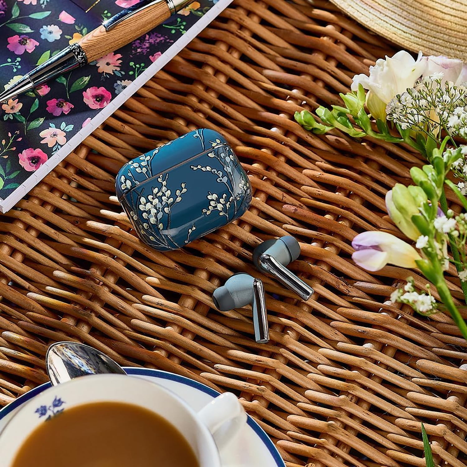 VQ Laura Ashley Skylark TWS Wireless Earbuds – Bluetooth 5.3 Earphones with Enhanced Noise Cancelling (ENC), 10-Hour Playtime, and 45-Hour Charging Case Backup – Pussy Willow Grey