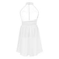 thumbnail image 2 of RUNQHUI Kids Girls Ruched Chiffon Bodice Lyrical Dance Dress Latin Jazz Dancing Dress Ivory 10, 2 of 7