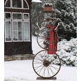 thumbnail image 2 of Metal Bike Wheel Snowman with Plaid Scarf Porch Decor KD, 2 of 3
