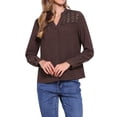 thumbnail image 1 of Camisas de encaje INSPIRE CHIC para mujeres, blusas de manga larga con botones, tops casuales y a la moda, M Café, 1 of 5
