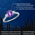 thumbnail image 2 of Gem Stone King 10K White Gold Purple Amethyst and White Zirconia 3-Stone Ring for Women | 1.42 Cttw | Oval Checkerboard 8X6MM | Gemstone February Birthstone | Size 9, 2 of 6