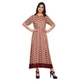 thumbnail image 1 of Moomaya Printed Pleated Dress Elbow Sleeve Tunic Summer Wear Kurti For Women, 1 of 5