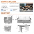 thumbnail image 6 of 6 Piece Rattan Sectional Sofa Set,Outdoor Conversation Set,Patio Furniture Set with All Weather Cushions and Glass Table, Garden Conversation Sofa Chair Set for Patio Deck Garden Pool,Brown, 6 of 15