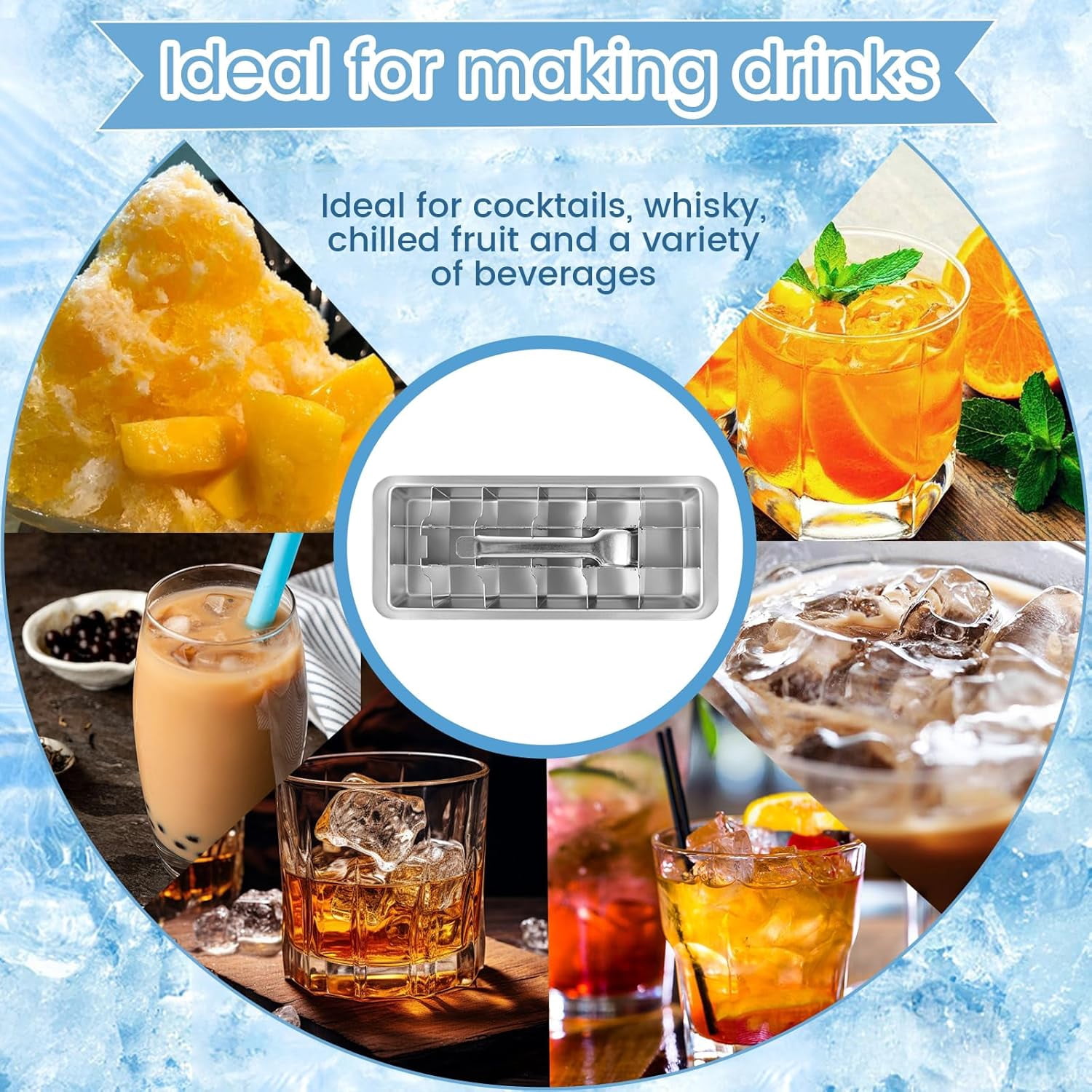 Stainless Steel Ice Cube Tray 18 Slot Removable Ice Cube Maker with Handle Easy to Release Ice Cube Tray Efficient Ice Cube Maker Reliable Ice Cube Tray for Ice Cubes