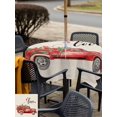 thumbnail image 4 of Outdoor Tablecloth with Umbrella Hole and Zipper, Valentines Day Square Table Cloth 60x60 Inch Waterproof Tablecloth, Red Truck Rose Flowers Farmhouse Beige Picnic Table Cover for Patio Camping, 4 of 7