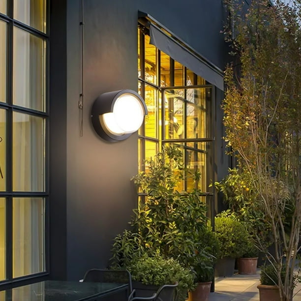 Aplique de Pared para Exteriores E Interiores Ip65, Iluminación Led de Pared, Apliques de Pared de Aluminio para Porche Exterior, Color Negro