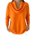 thumbnail image 2 of Tweang Oversized Quarter Zip Pullover Women Cowl Neck Knit Cozy Sweaters Fall Sweatshirts for Women Holiday Sweaters for Women Dressy Fur Tops for Women Christmas Sweatshirts for Women Orange 2xl, 2 of 5